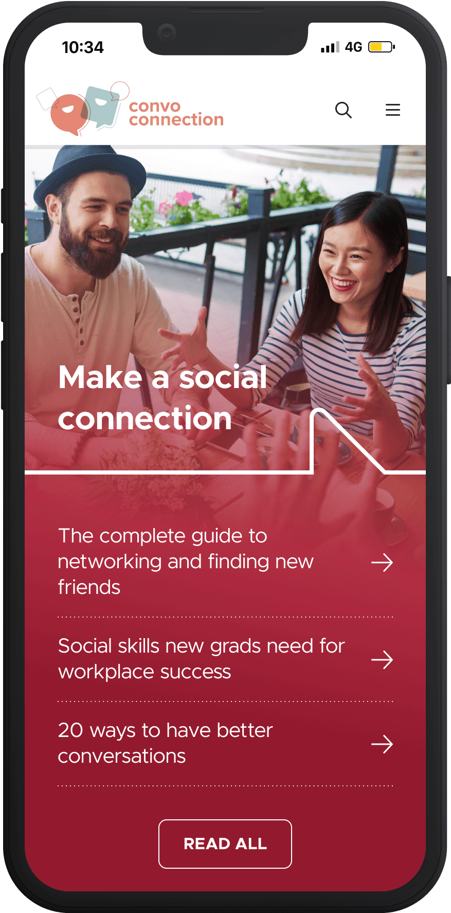 Mobile social connections posts list